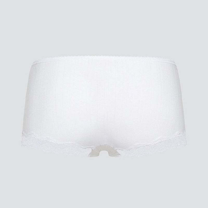 Shorty à rayures satinées et dentelle - 92% coton bio - GOTS, Fairtrade