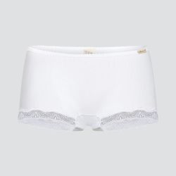 Shorty à rayures satinées et dentelle - 92% coton bio - GOTS, Fairtrade