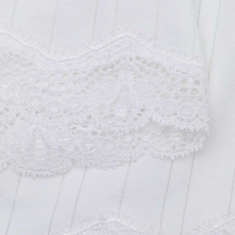 Shorty à rayures satinées et dentelle - 92% coton bio - GOTS, Fairtrade