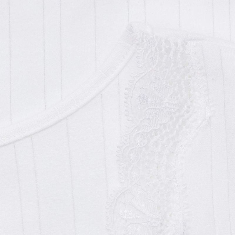 Débardeur à rayures satinées et dentelle - 92% coton bio - GOTS, Fairtrade