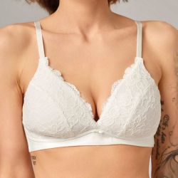 Soutien-gorge triangle coqué sans armatures avec dentelle - 92% de coton bio