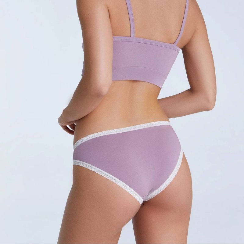 Culotte "CHLOE" coupe classique avec dentelle - 95% coton bio - GOTS