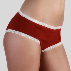 Ligne \"CHLOE\" culotte-shorty coton bio, Rouge/Naturel