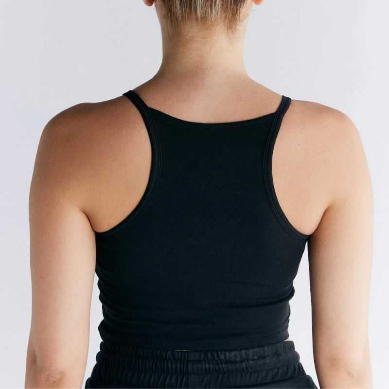 Top court brassière intégrée, dos nageur - Coton bio GOTS