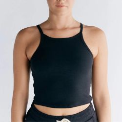 Top court brassière intégrée, dos nageur - Coton bio GOTS