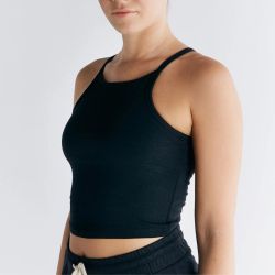 Top court brassière intégrée, dos nageur - Coton bio GOTS