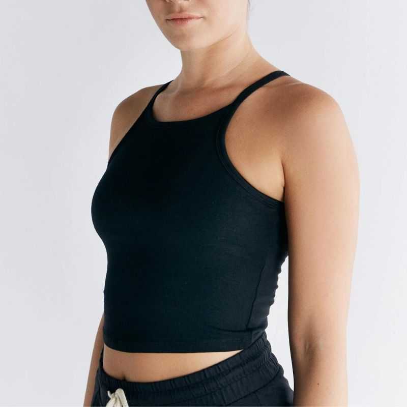 Top court brassière intégrée, dos nageur - Coton bio GOTS