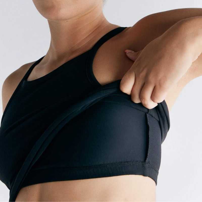 Top court brassière intégrée, dos nageur - Coton bio GOTS