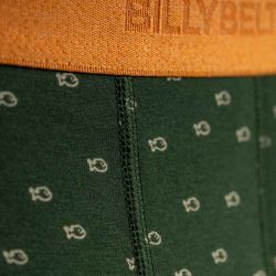 Boxer vert motif logo BILLYBELT - 95% Coton bio - GOTS
