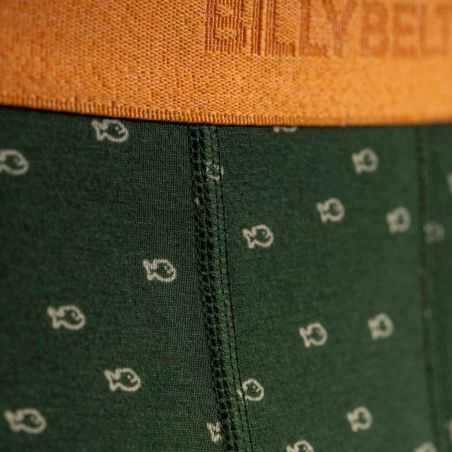Boxer vert motif logo BILLYBELT - 95% Coton bio - GOTS