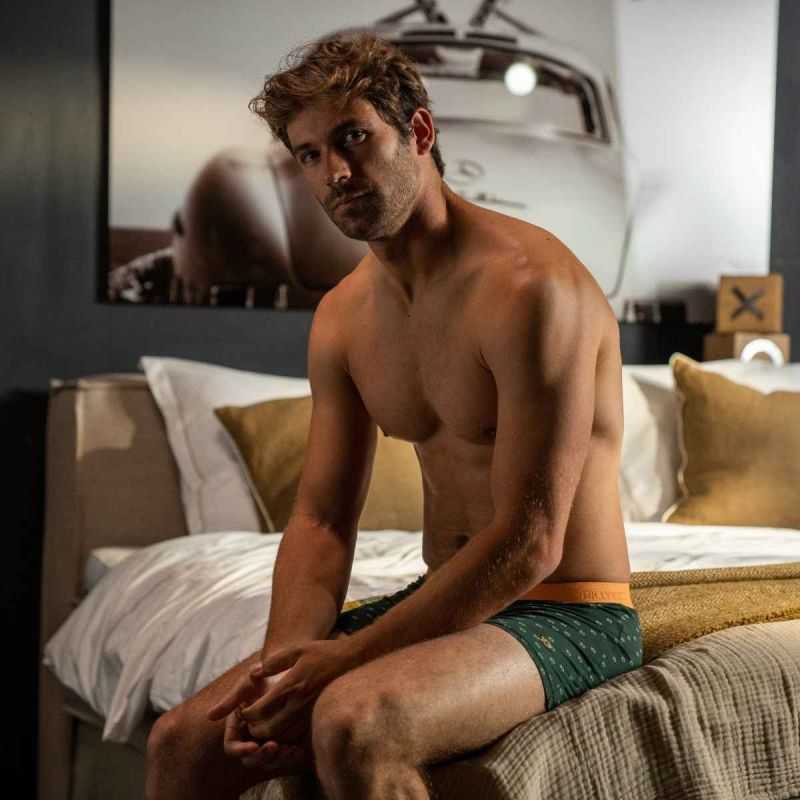 Boxer vert motif logo BILLYBELT - 95% Coton bio - GOTS