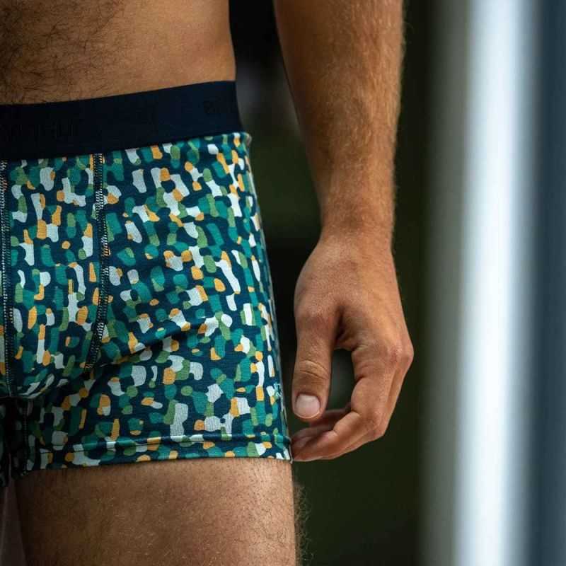 Boxer "MIRAGE" motif abstrait - 95% Coton bio - GOTS