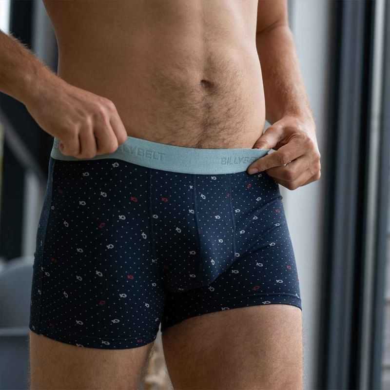 Boxer "FISCHER" motif pois et poissons - 95% Coton bio - GOTS