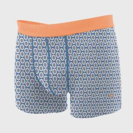 Boxer "AZUJELO" motif floral - 95% Coton bio - GOTS