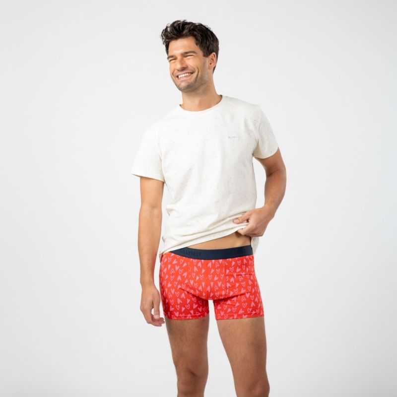 Boxer "VALENTIN" motif coeurs - 95% Coton bio - GOTS