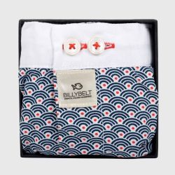 Caleçon "BLUE WAVE" motif vagues japonaises- 100% Coton bio - GOTS