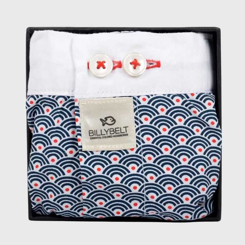 Caleçon "BLUE WAVE" motif vagues japonaises- 100% Coton bio - GOTS