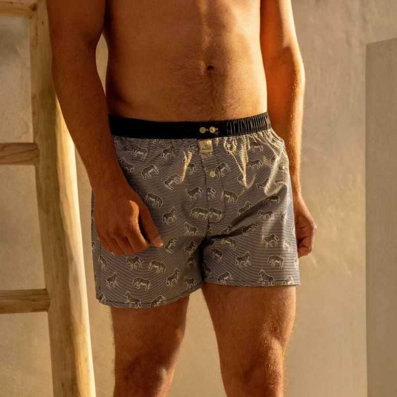 Caleçon "SEREGENTI" motif zèbre - 100% Coton bio - GOTS