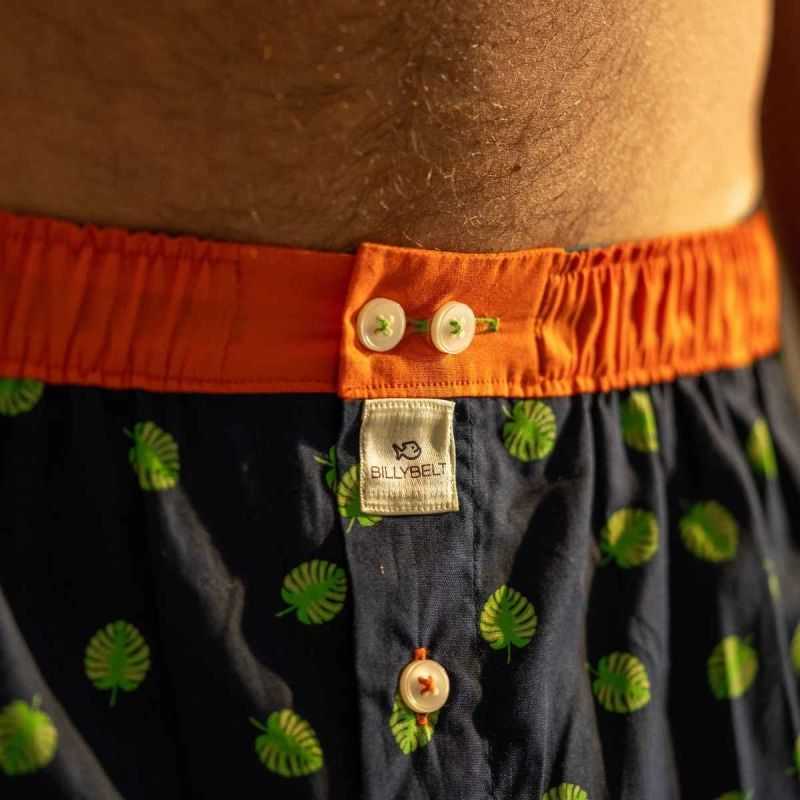 Caleçon "MONSTERA LEAF" motif feuilles - 100% Coton bio - GOTS