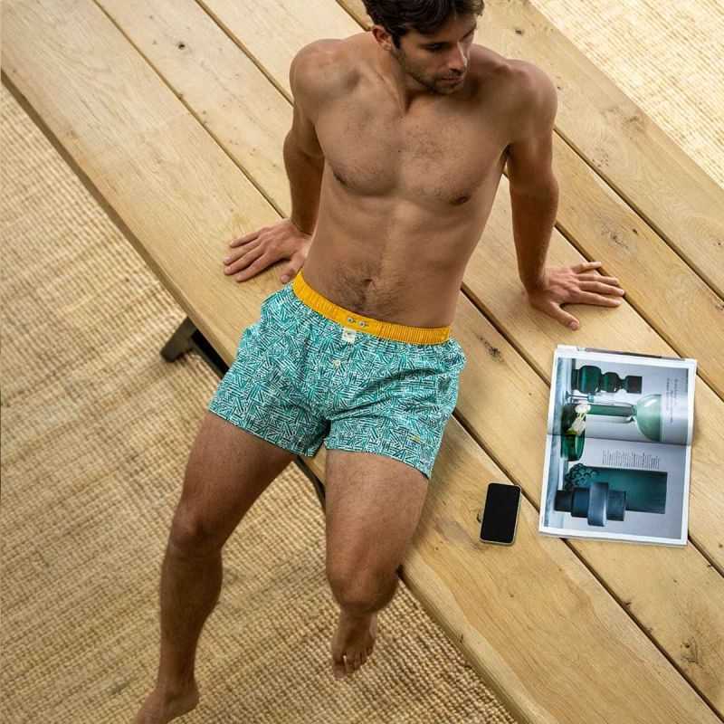 Caleçon "TULUM" motif géométrique - 100% Coton bio - GOTS