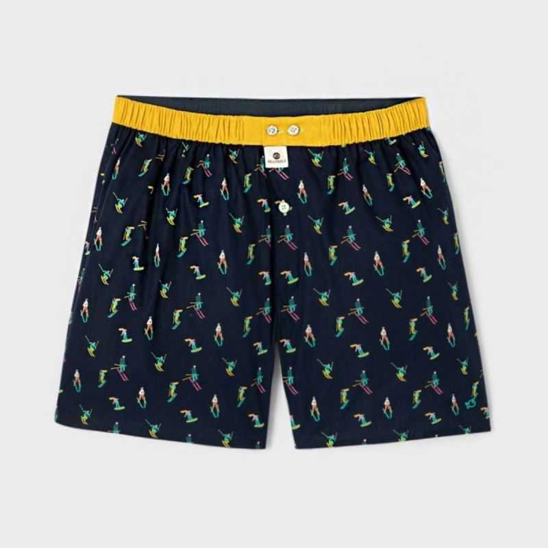 Caleçon "TOUT SCHUSS" motif ski - 100% Coton bio - GOTS