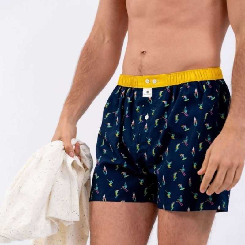 Caleçon "TOUT SCHUSS" motif ski - 100% Coton bio - GOTS