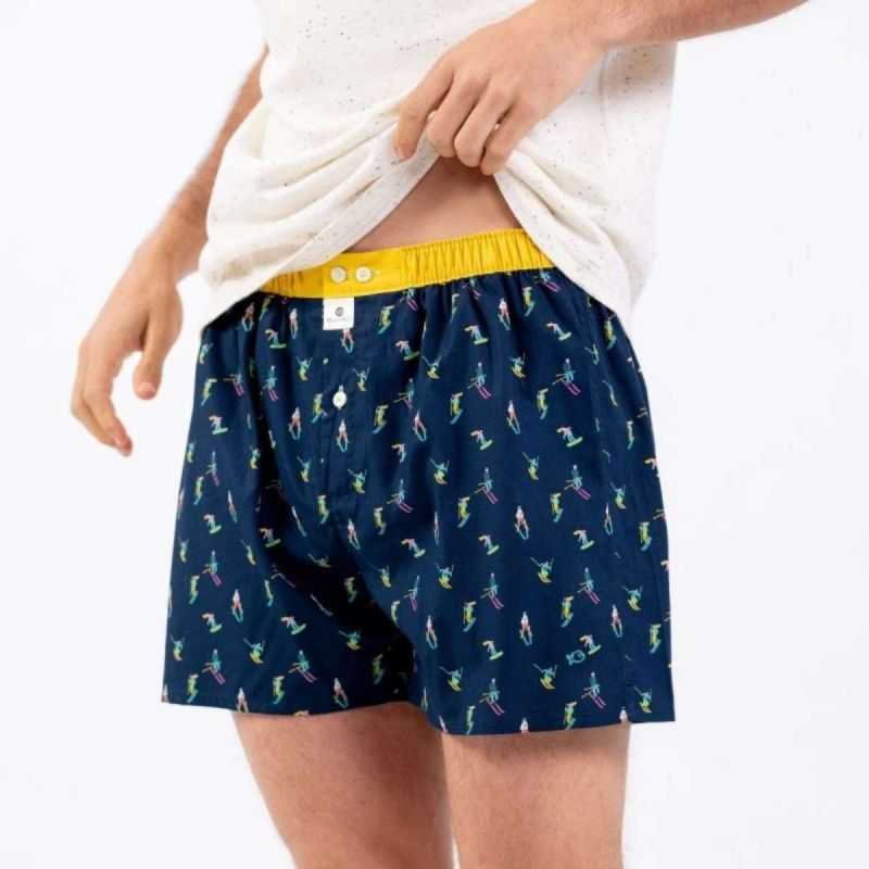 Caleçon "TOUT SCHUSS" motif ski - 100% Coton bio - GOTS