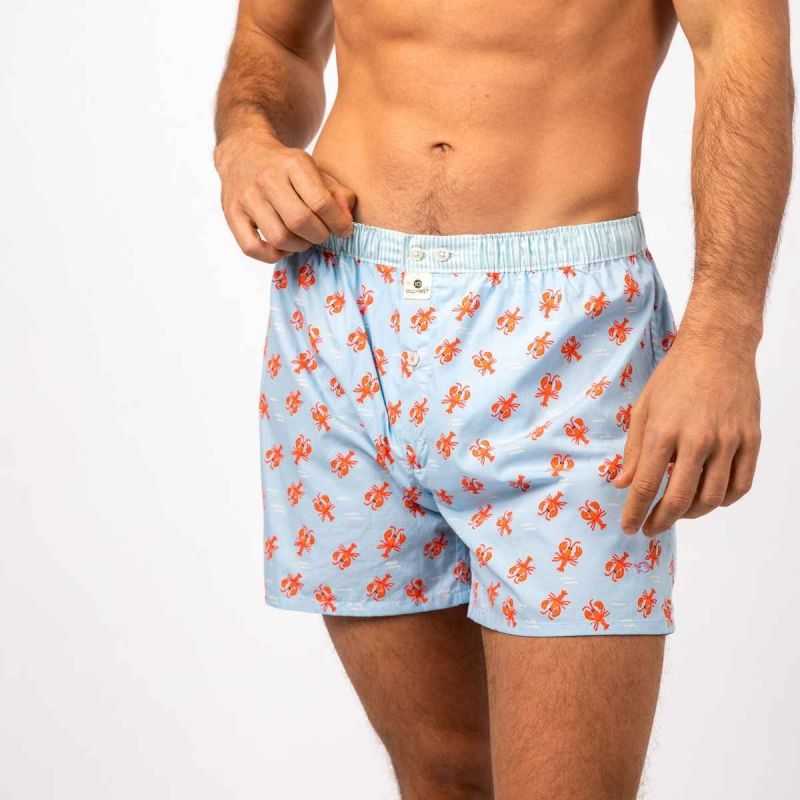 Caleçon "PIMPOL BAY" motif homard - 100% Coton biologique - GOTS