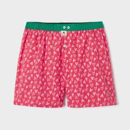 Caleçon "VALENTIN" motif coeur - 100% coton biologique GOTS