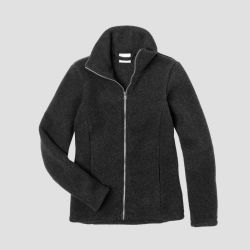 Veste polaire pour femme, 100% laine bio, noir, GOTS et KBT