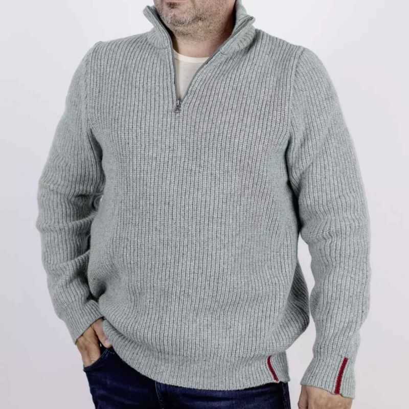 Pull col troyer homme - 80% Laine vierge bio et 20% soie (upcyclé)