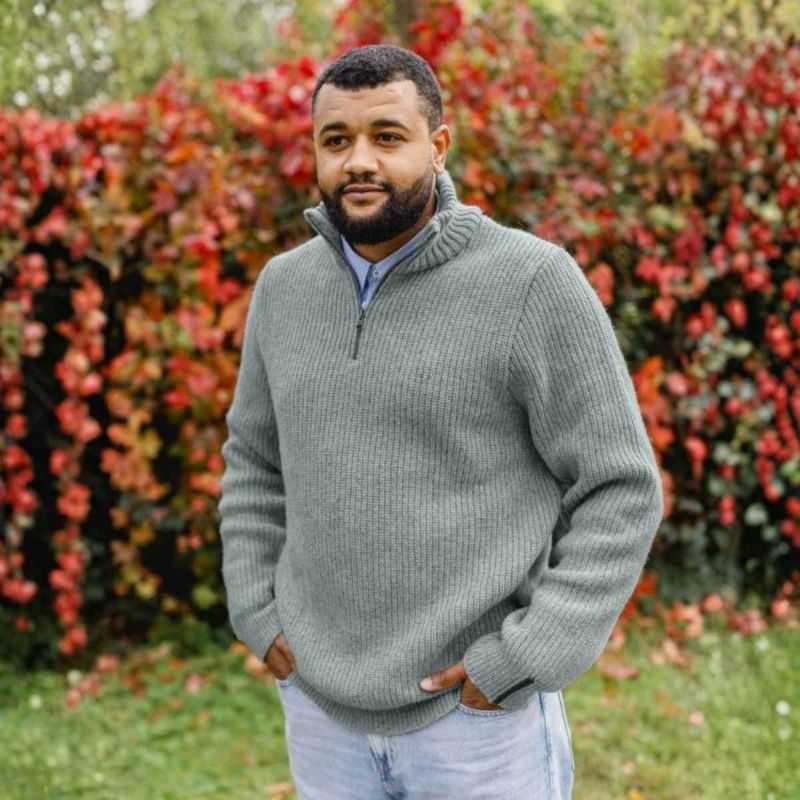 Pull col troyer homme - 80% Laine vierge bio et 20% soie (upcyclé)