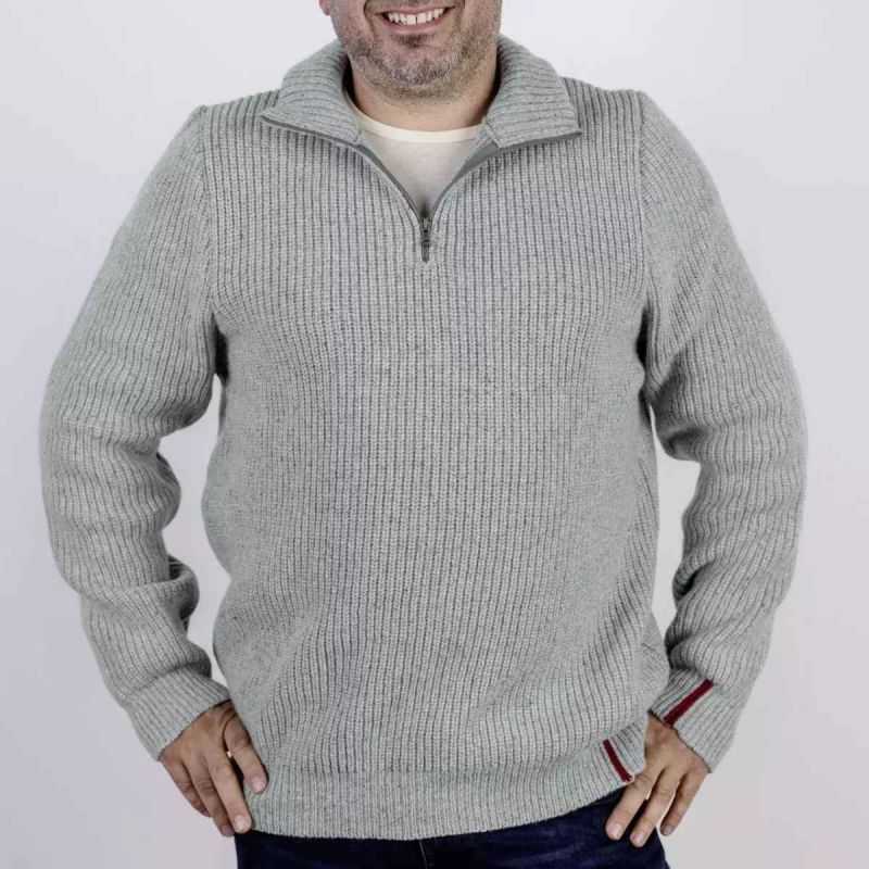 Pull col troyer homme - 80% Laine vierge bio et 20% soie (upcyclé)