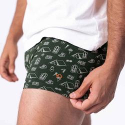 Boxer "ADVENTURER" motif camping - 95% Coton bio - GOTS