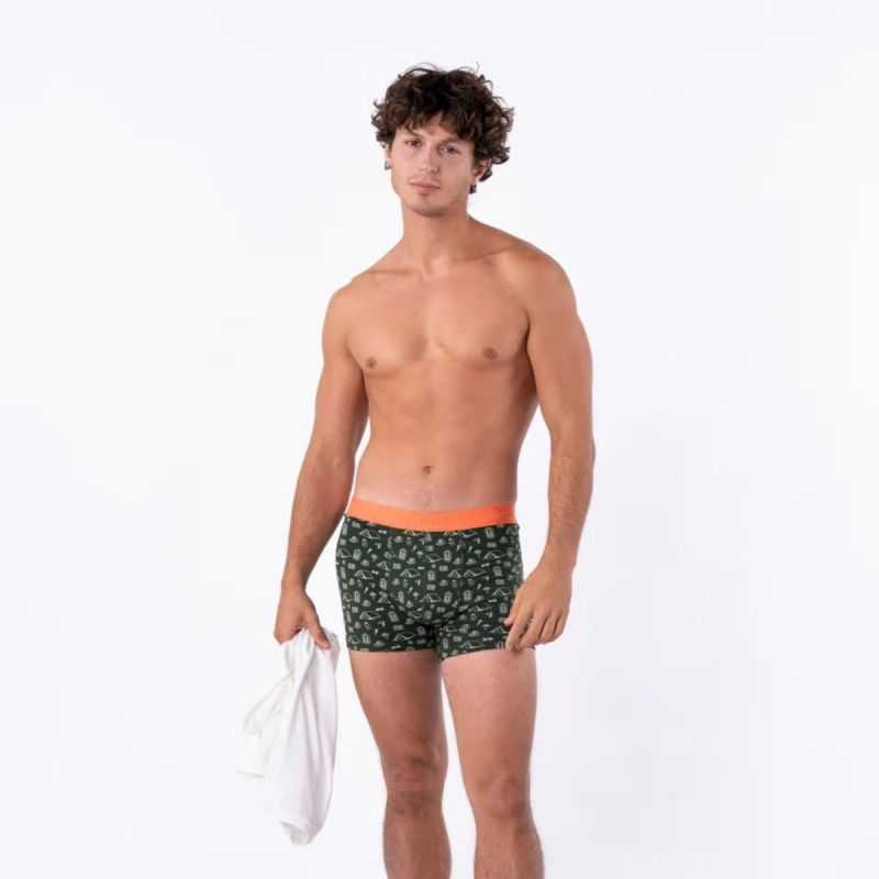 Boxer "ADVENTURER" motif camping - 95% Coton bio - GOTS