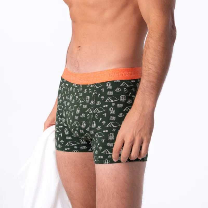 Boxer "ADVENTURER" motif camping - 95% Coton bio - GOTS