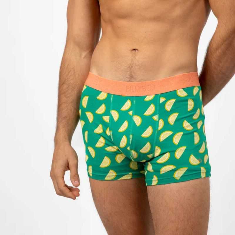 Boxer "CITRUS" motif citron - 95% Coton bio - GOTS