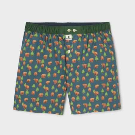 Caleçon "BROWN BEAR" motif ours brun - 100% Coton biologique - GOTS