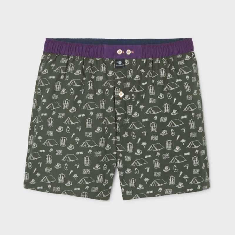 Caleçon "CAMPER" motif camping - 100% Coton biologique - GOTS