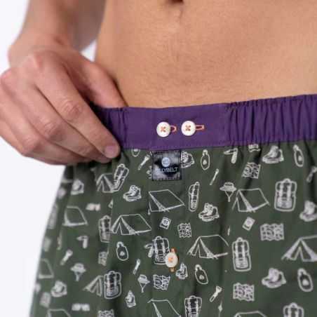 Caleçon "CAMPER" motif camping - 100% Coton biologique - GOTS