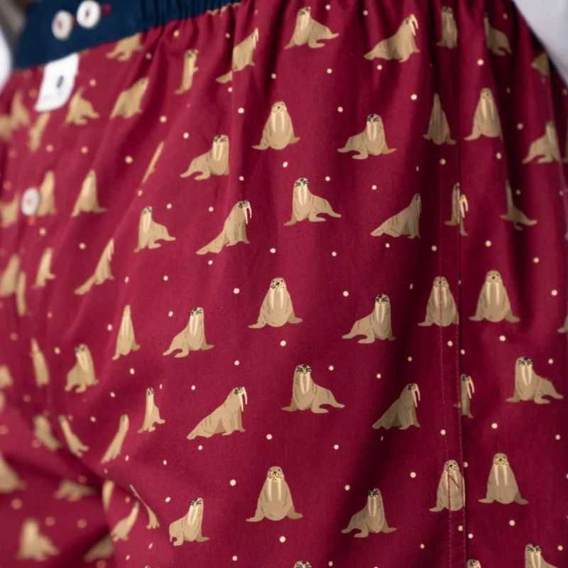 Caleçon "WALRUS" motif morse - 100% Coton biologique - GOTS