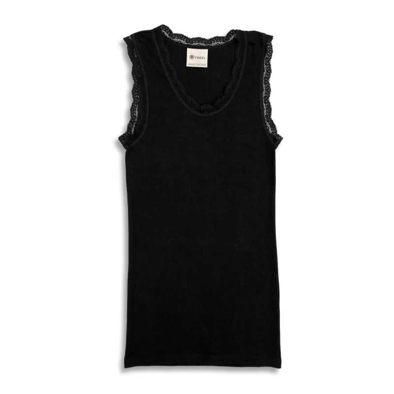 Débardeur maillot de corps avec dentelle - 70% Laine vierge bio & 30% Soie