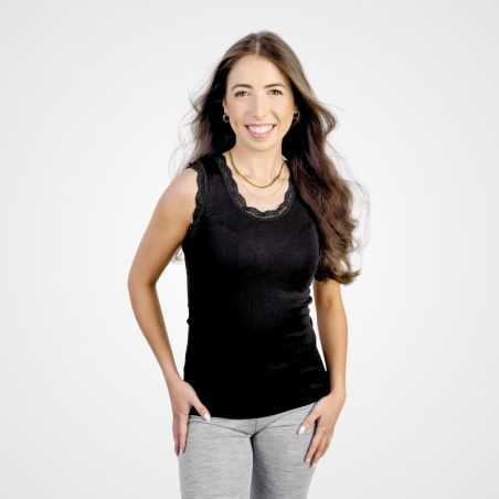 Débardeur avec dentelle - 70% Laine vierge bio & 30% Soie