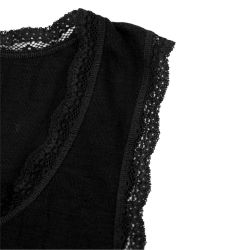 Débardeur maillot de corps avec dentelle - 70% Laine vierge bio & 30% Soie