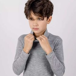 Sous-pull enfant col roulé - 70% Laine vierge bio & 30% Soie - GOTS