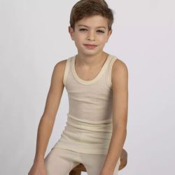 Tricot de peau enfant débardeur - 70% Laine vierge bio & 30% Soie - GOTS