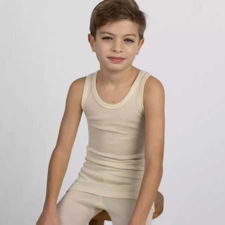 Tricot de peau enfant débardeur - 70% Laine vierge bio & 30% Soie - GOTS