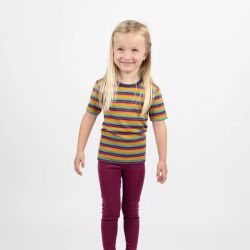 T-shirt enfant manches courtes rayé - 70% Laine bio & 30% Soie - GOTS