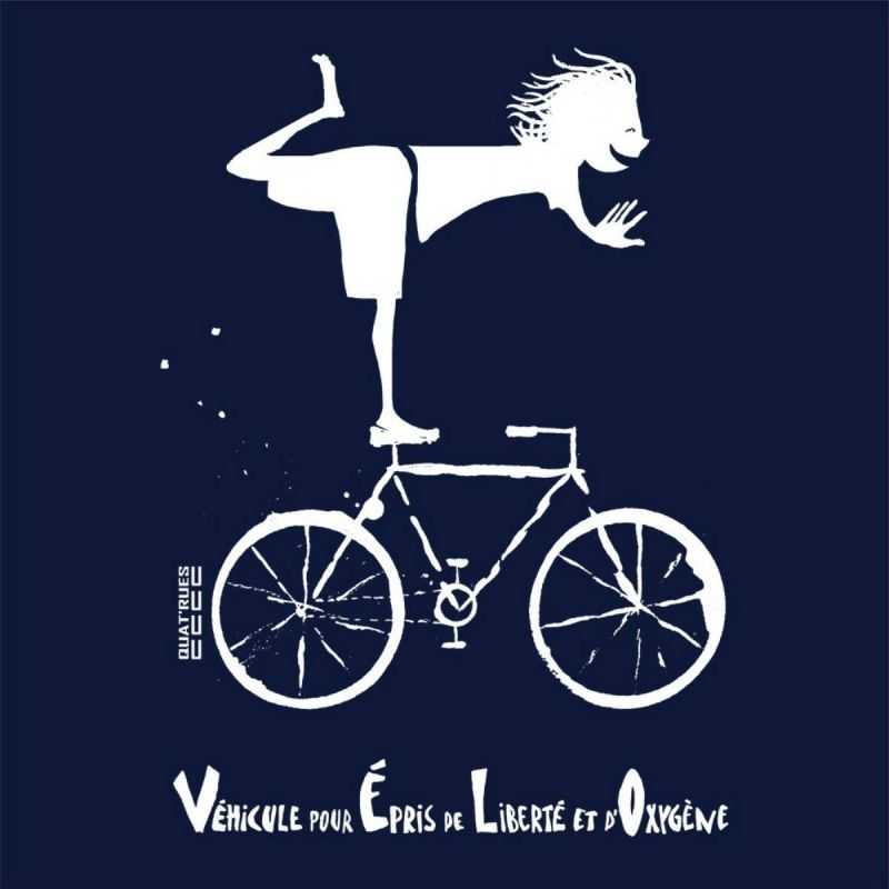 T-shirt "VÉLO" col rond, coupe féminine, coton bio et recyclé
