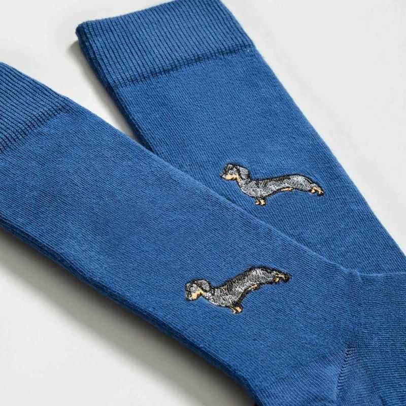 Chaussettes "Teckel" motif brodé - Coton bio